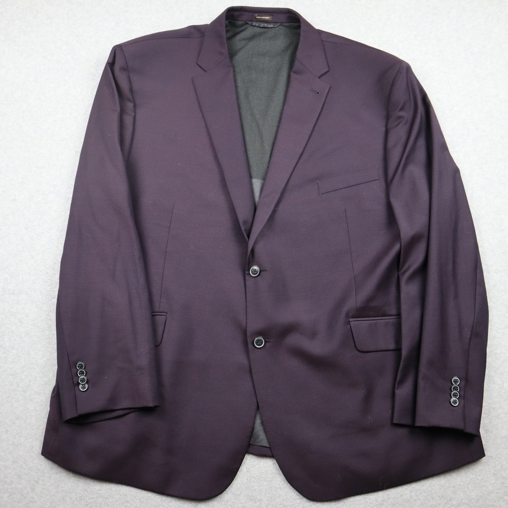Joseph Abboud Blazer Mens 54 Regular White Label Plum Purple Wool Blend Stretch